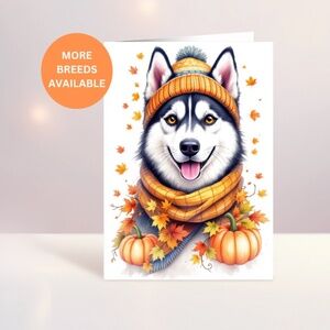 Fall Dog Cards – Cozy Fall Dog Note Card Set - Choose Your Breed